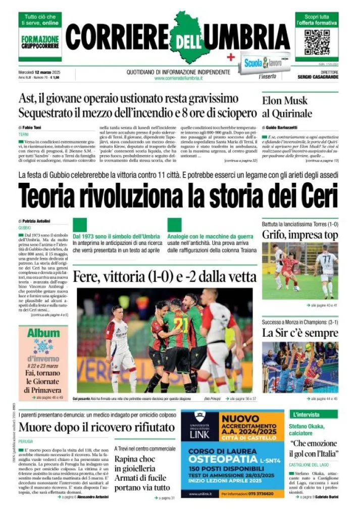 Prima-pagina-corriere umbria-del-2025-03-12